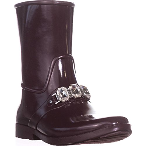 MICHAEL Michael Kors Women's Leslie Rain Bootie, Plum Rubber/stones, Size 10.0