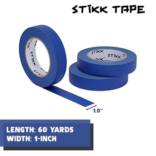 Image of STIKK Painters Tape - 3pk Blue Painter Tape - 1 inch x 60 Yards - Paint Tape for Painting, Edges, Trim, Ceilings - Masking Tape for DIY Paint Projects - Residue-Free Painting Tape