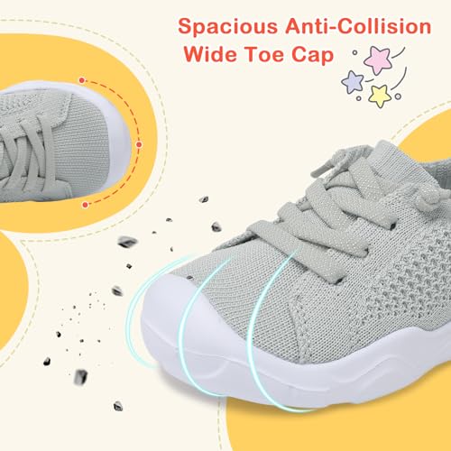 Image of LeIsfIt Toddler Shoes Boys Girls Wide Toe Box Breathable Slip-On Sneakers Kids Lightweight Barefoot Feel Shoes for Everyday Play
