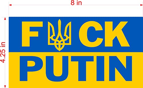F*CK Putin Support Ukraine Flag Car Magnet Magnetic Bumper Sticker, Share w/Family & Friends - Political Sticker for Vehicle, Refrigerator - Funny Car Magnet Decal, Room & Wall Decor, Gift - 4.25