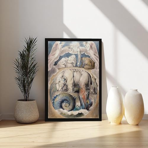 Toile Behemoth William Blake 1825 avec cadre à suspendre pour mur vide