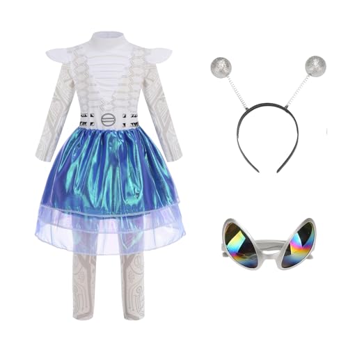 Disfraz de Alien para Niñas 8-10 años Color azul-blanco