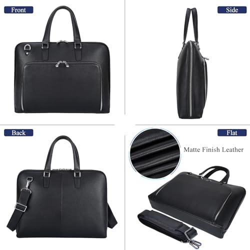 Masa Kawa Black Leather Slim Briefcase