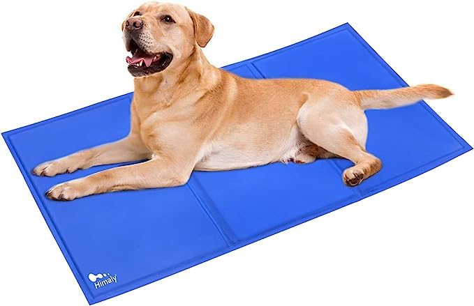 himalyCooling Mat for Dogs and Cats, Dog Mats, Cat Beds, Foldable Self Gel Cooling Pad, Waterproof, Non-Slip, Cooling Blanket, Suitable for Home and Outdoor Use (20 x 36 Inches / 50 x 90 cm), Blue