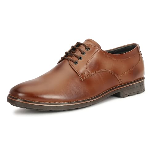 Image of Leatherful Genuine Leather Derby SE YKDB010 Shoes for Men | TPR Sole & Nappa Leather Lining | Classic Dress Footwear