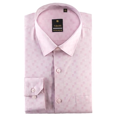 Image of 7-DAYS Premium Men's Formal Shirts - Cotton Rich, Textured Self-Design, Full Sleeve, Regular Fit, Wrinkle Resistant, with Pocket - Perfect for Office