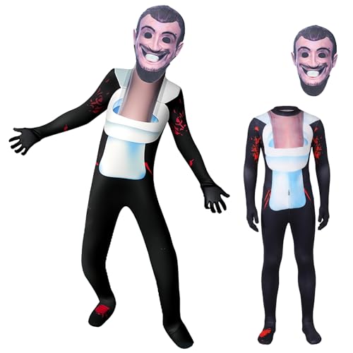 QIANAI Mono o Malla Disfraz para Niño – Tema Hombre Inodoro, para Carnaval y Halloween (120)