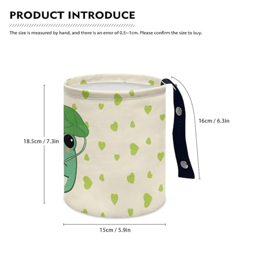 Image of Cute Frog with Green Heart Collapsible Accessories Trash Can Car Trash Bin Car Trash Can Bags Universal Garbage Bin Decoration Car Interior for Car SUV Trucks