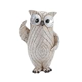 Estatua de búho – 13,5 x 10 x 19,5 cm, diseño de saludo, figura coleccionable, escultura decorativa de resina con detalles intrincados | Patio, césped, dormitorio, mesa, vino, decoración para casa y