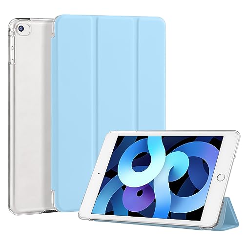 4UBonLife Custodia per iPad Mini 3 Mini 2 Mini 1 Generazione 7,9 Pollici, Case Cover Protettiva Rigida, Sottile e Leggera con Traslucida Posteriore Opaca Cover per iPad Mini 1 2 3, Azzurro