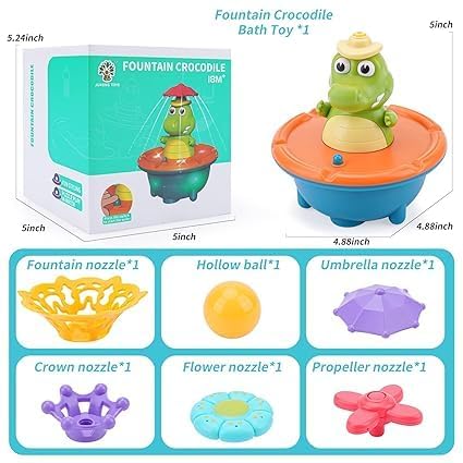 Image of Happy Hues Alligator Bath Toys for Babies &Toddlers- Mold-Free Wall Mount Waterfall Bath Toys (Alligator)