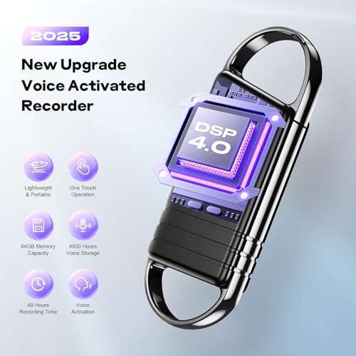 64GB Digital Voice Recorder - Xelarvex Voice Activated Recorder AI-Intelligent Noise Reduction, 4800 Hours Recording Device, Audio Recorder for Lectures/Meetings/Interviews