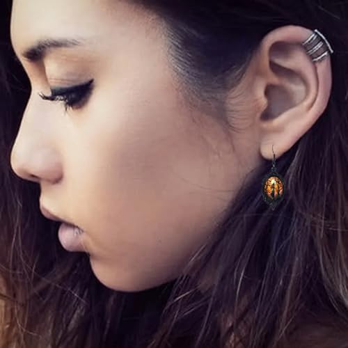 Vintage Gothic Mystery Witch Cameo Earrings - Punk Style Crystal Glass Witch Dangle Earrings3
