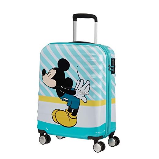 American Tourister Wavebreaker Disney - Spinner S Equipaje de Mano, 55 cm, 36 L, Multicolor (Mickey Blue Kiss)