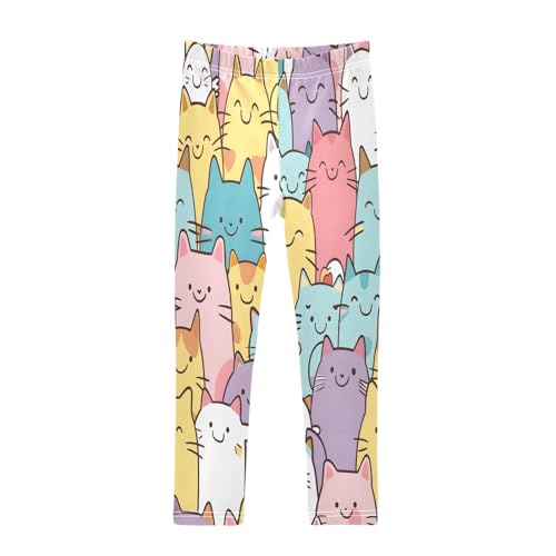 Toddler Girls Leggings Printed Yoga Pants Leggings Seamless Pattern of Cats for Kids