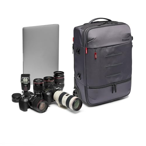 Manfrotto MB MN-R-RN-50 Manhattan Runner-50 Valise Photo à roulettes avec Connexion Trépied, Compartiment Photo Amovible pour Reflex et Hybrides avec Objectif Standard ou Téléobjectif - Tissu Enduit