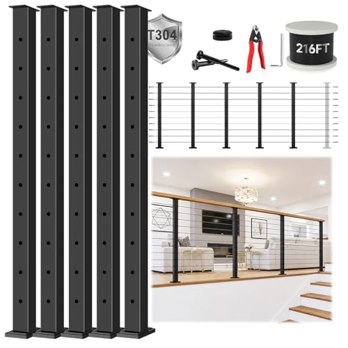 Zylorix 36" Modular 16-20FT Cable Railing Post Kit for Deck Surface Mount