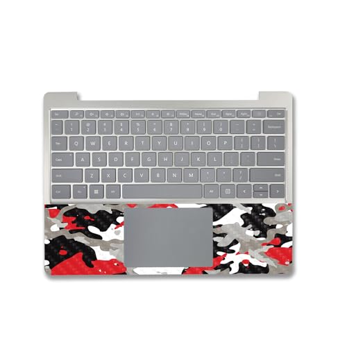 Image of MightySkins Carbon Fiber Skin Compatible with Microsoft Surface Laptop Go 3 (2023) Full Wrap Kit - Red Camo | Protective, Durable Textured Carbon Fiber Finish | Made in The USA
