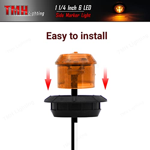 12 Pcs Tmh 1-1/4 Inch Mount Amber Lens & Amber Led Clearance Markers, Side Marker Lights, Led Marker Lights, Led Side Marker Lights, Led Trailer Marker Lights, Trailer Marker Light #TOP4