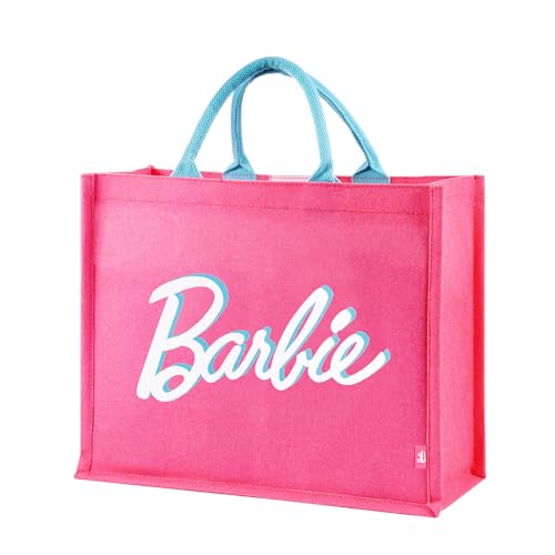 MINISO Barbie Tote Bag Practical And Portable Beach Bag for Women/Girls Large Canvas Handbag for Work Travel Personalized Present for Birthday Holiday Wedding