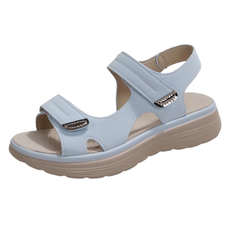 Ergoliva Orthopedic Sandals for Women – Orthograce Pain Relief Summer Slides – Arch Support PU Comfort Sandals for Plantar Fasciitis, Walking, Travel, and Daily Wear(Lake blue,26cm)