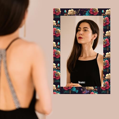 Image of KERLIX Rectangle Decorative Art Unique Fancy Digital Frameless CNC polishing Wall Mirror /Makeup Mirror /Bathroom Mirrors Size (12x18 inch). (1, 12 x 18)