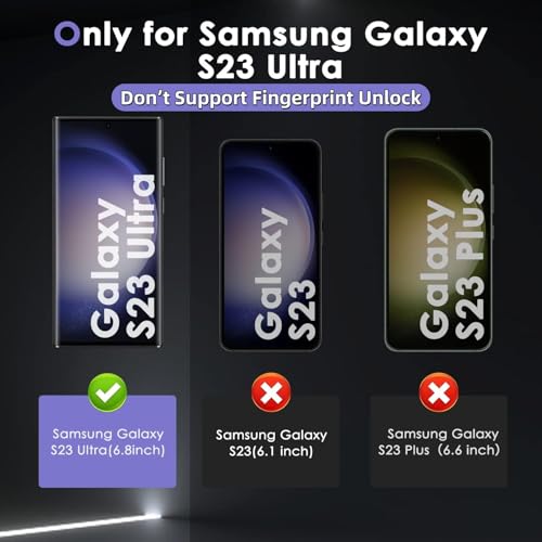Asstar 2 Pack Samsung Galaxy S23 Ultra Privacy Screen Protector,9H Hardness Tempered Glass Screen Protector for Samsung Galaxy S23 Ultra,Anti-Scratch Case Friendly 【Don’t Support Fingerprint Unlock】