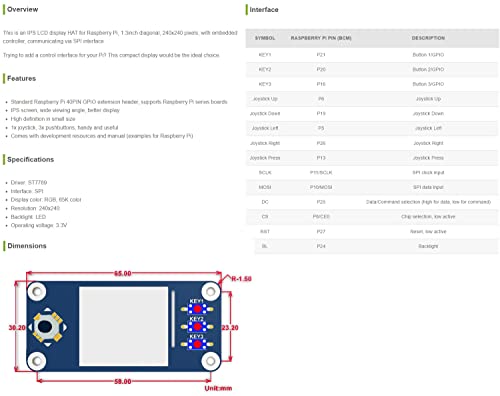 Waveshare 1.3inch IPS LCD, 240x240 Pixels, Display HAT, Compatible with Raspberry Pi - Image 4