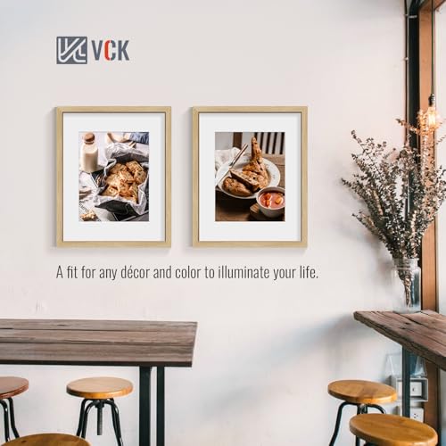 Image of VCK 16x20 Picture Frames 5 Pack, Oak Wood, 11x14 Mat, Glass, for Artwork