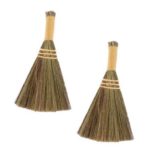 HONMEET Witch Prop Broom 2 Pack Handmade Small Dust Cleaning for Home Random Color