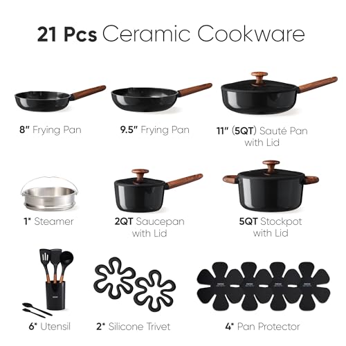 Save 56% on CAROTE 21pcs Nonstick Ceramic Cookware Set