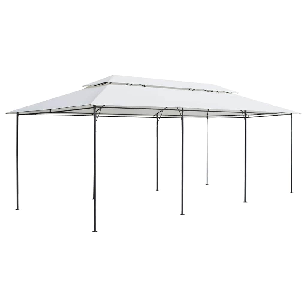 Carpa para fiestas de jardín, 600 x 298 x 270 cm, color blanco, con marco de tubo de acero y pared lateral, toldo resistente a los rayos UV con mosquitera, ideal para fiestas, barbacoas, bodas