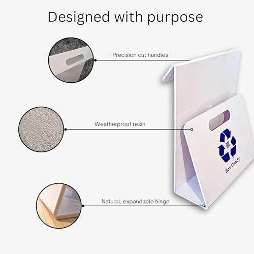 Image of Box Caddy Cardboard Recycling Organizer. Store & Carry boxes. (2-Pk White) | Eliminates Cardboard Clutter. High Capacity, Durable, Indoor /Outdoor. Home and Business use.