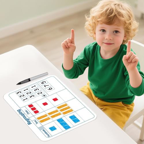 Image of 48Pcs Place Value Double Sided Cardboard for Students Dry Erase Sheets Billions to Decimal Numbers Whiteboard Math Regroups Manipulatives Supplies for Teacher Teaching Tool Portable Learning 12 inch x 9 inch