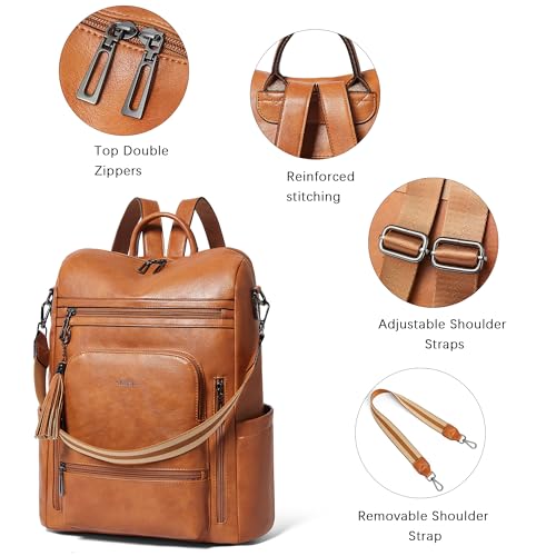 Image of Shrrie Vegan Leather Laptop Backpack for Women 15.6 inch Work Backpack Fashion Travel Backpack Purse for Business College