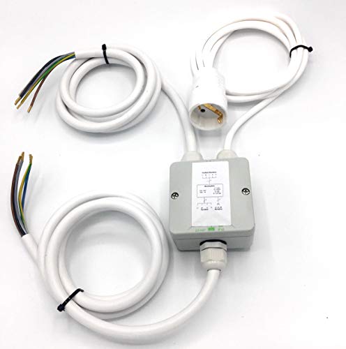 Küchenanschlussbox 5m Küchenanschlussverteiler 3-fach für Kochfeld & Backofen an Herdanschlussdose - Splitter Box Verteiler Montagehilfe 2,0 Meter von