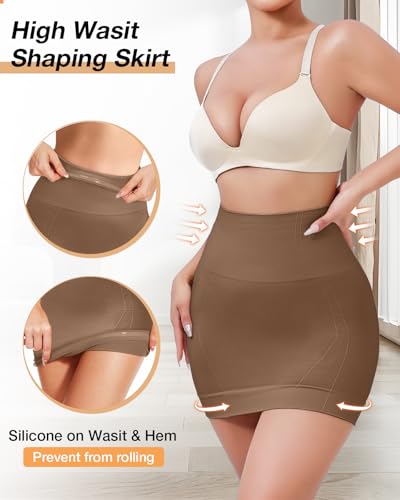 Image of Slip Dress for Women Seamless half slip with non slip strip Shapewear Dress Under Dress Tummy Control Slip Dress