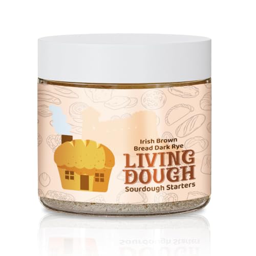 Image of Living Dough - Irish Brown Bread Dark Rye Sourdough Starter Culture - Active & Live Organic Sourdough Starter for Baking - For Artisan Bread, Pizza Dough, Waffles & More