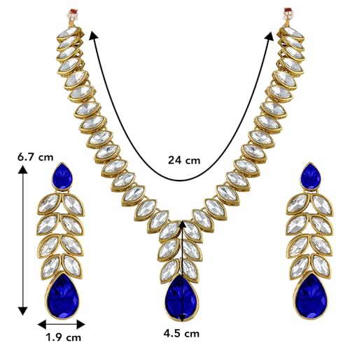 Image of Peora Traditional Crystal Necklace & Jewellery Set Gift for Women