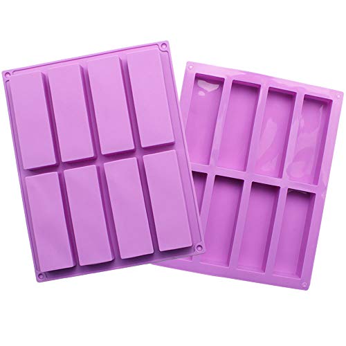 Baker Depot - Molde de silicona rectangular con 6 agujeros para hacer jabón, molde de silicona para pasteles, pan, pastelería, hielo, gelatina, pudin, juego de 2