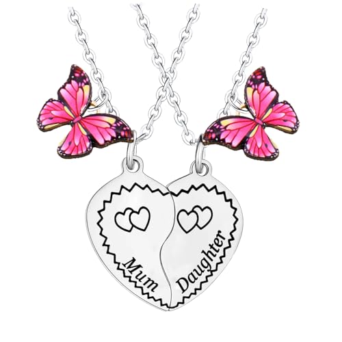 Ttrmieoy 2 Pcs Mum Daughter Matching Necklace for Mum and Daughter Gifts for Mother’s Day Gifts from Daughters Heart Matching Necklace Gift for Mummy Mother Mama Christmas Birthday Present