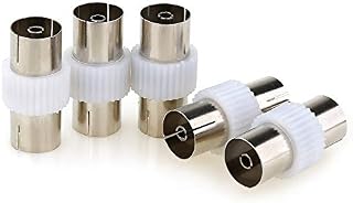 JEEUE Nickel Plated Female to Female TV Aerial Coaxial Coupler Adapter Plug - 5PCS