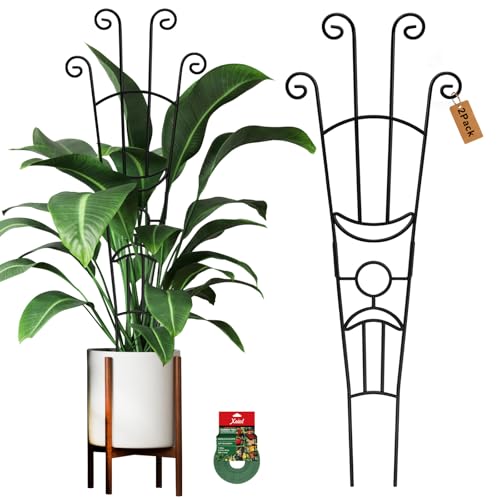 Xeeol 32.6in Plant Trellis for Climbing Plants Indoor, Expandable Large Metal Trellis for Potted...