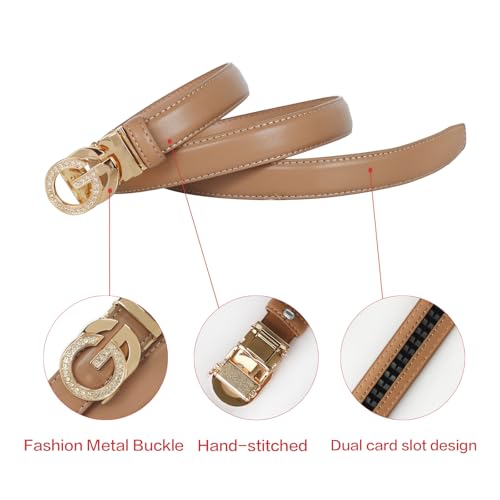 Image of Aurolran Women's Leather Belt with Buckle - Ideal for Dresses, Jeans, and Coats