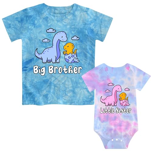Big Brother Little Sister Matching Outfit Dinosaur Tie-dye 3T 0-3 Month
