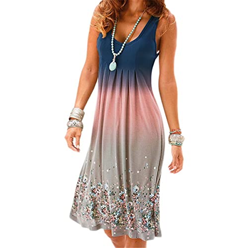 Image of AELSON Womens Summer Casual Sleeveless Mini Printed Vest Dresses