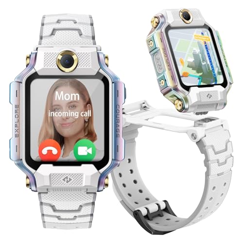 imoo X10 Smartwatch Montre-Téléphone pour Enfants, Double Cam Rabattable et Détachable, 4G Bandes Mondiales, Étanche 20m, Tracker GPS IA, Appels Vidéo et...