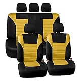 FH Group FB068YELLOW115 Yellow Universal Car Seat Cover (Premium 3D Air mesh Design Airbag and Rear Split Bench Compatible)