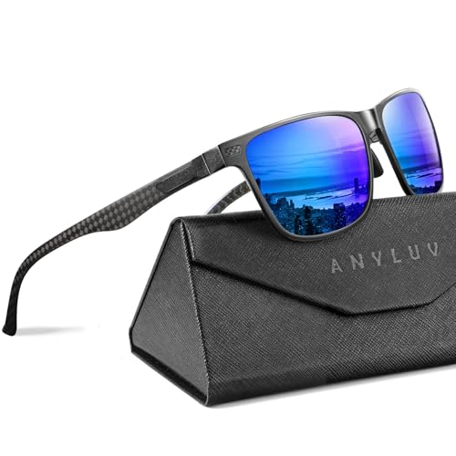 ANYLUV Mens Sunglasses Polarized Upgraded Carbon Fiber Temple Sun Glasses Fashion Driving with UV Protection