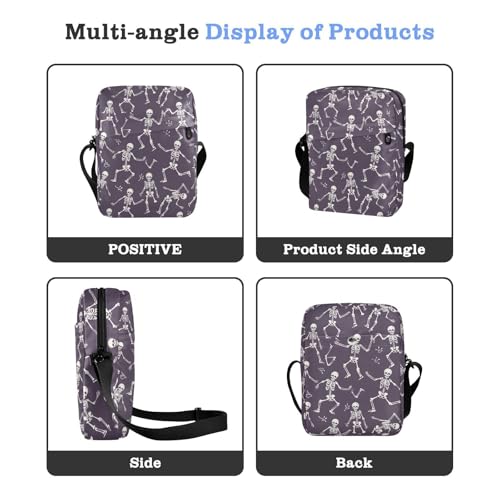 KLL Dancing Purple Skeleton small messenger bag for women Vegan Leather shoulder bags Travel Shoulder Handbags4